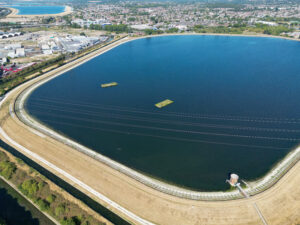 Aerial view of Banbury Reservoir taken on11 August 2022 by Russ Garrett.